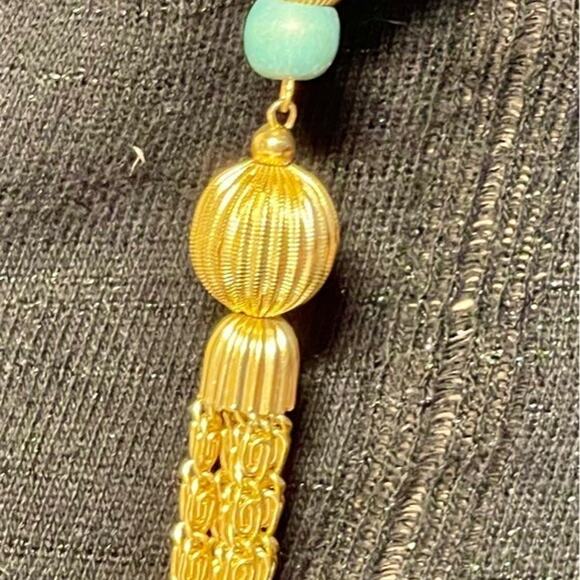 Long good toned lariat y2k necklace with tassels and beads - Picture 3 of 5